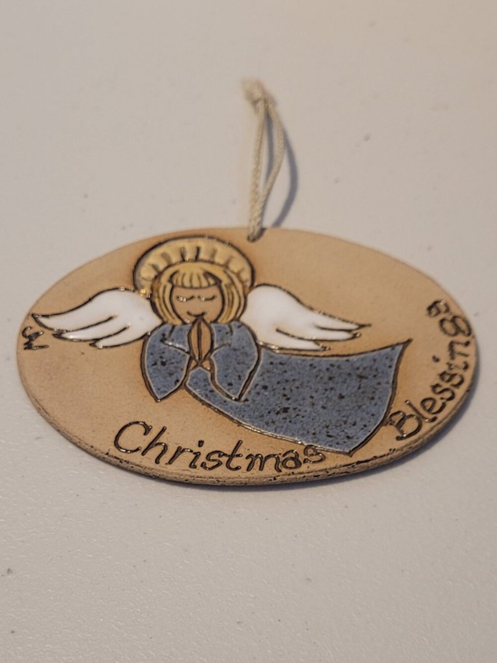 Vintage Ornament WEDGE POTTERY Brandon, Florida "Christmas Blessings" 1982